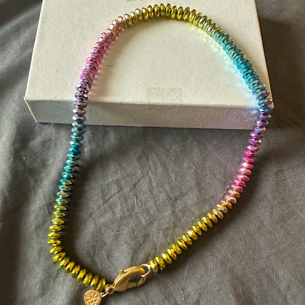 Karli Buxton rainbow hematite necklace